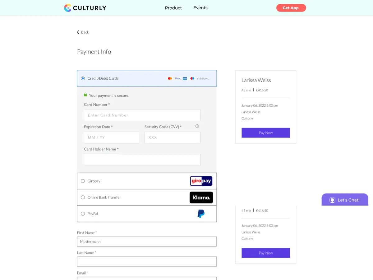 Culturly Marketplace — Payment